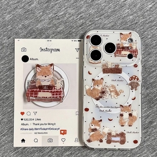 Reno14 13pro手机壳findx9 X7ultra 可爱野餐多个猫咪磁吸支架适用OPPO A3Pro卡通X8S 6X新款 A58防摔96