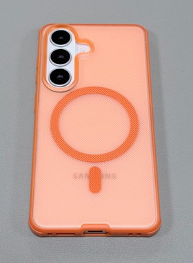 高级半透明橙色波点浮雕强磁吸壳适用苹果17PROMAX手机壳iphone16pro四角气囊15pm防摔14磨砂手感13PRO亚克力