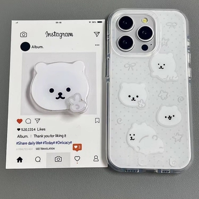 白色比耶自嘲熊旋转支架适用Pura80华为Mate80/70/60PRO手机壳Nova14/13/12简约11/987SE防摔P30/40/50畅享80