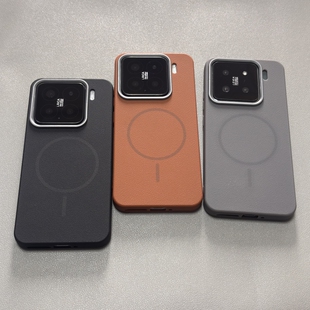 荔枝纹软壳磁吸壳K80适用小米14/15pro手机壳13红米K70至尊版皮纹高档纯色POCO F7Ultra商务男简约F7PRO磨砂