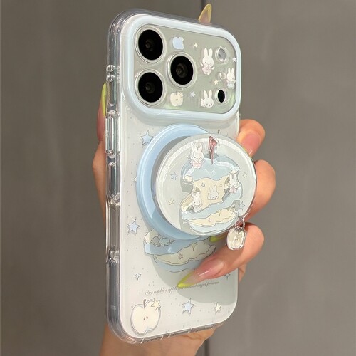 可爱卡通蓝苹果米菲兔磁吸支架适用OPPO A6/5/Reno16/15/14Pro手机壳Find X9SPro/X8S+X7ultra新款A3X防摔A98