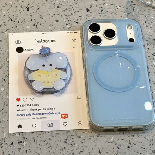 ins韩风蓝底头顶苹果小象磁吸支架适用vivo iQOO 15ultra/Z10turbo/Z11手机壳neo11/9pro+8SE/Z9新款13/11/Z8