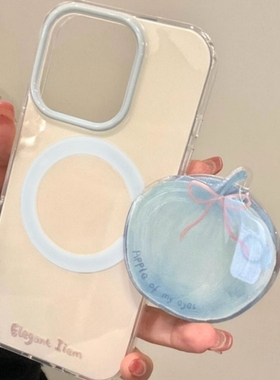 简约蝴蝶结涂鸦苹果磁吸支架适用vivo iQOOneoZ10/z9turbo手机壳neo10新款9/8女iqoo13/12趣味11pro/Z5防摔U3