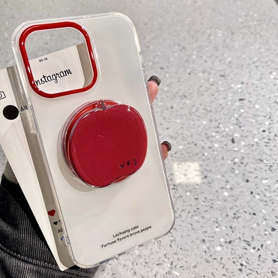 简约ins红苹果插画支架适用oppo realme GT8PRO/GT5真我12X手机壳GT2大师探索GT7全包neo6se/15PRO+14防摔V70