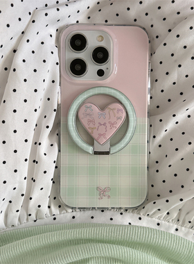 简约绿色拼接格纹折叠磁吸支架适用PURA80华为Mate80/70PRO/60手机壳Nova14/13小众12/11/98SE新款P50畅享80S