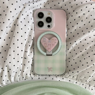 简约绿色拼接格纹折叠磁吸支架适用OPPO A6/5/Reno14/13pro手机壳findx9硬X7ultra/A3X女A78/X8S+新款A58/A96