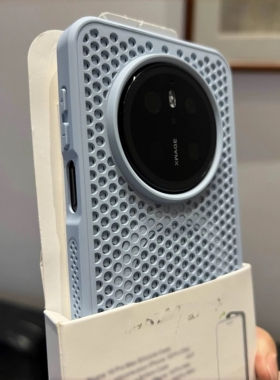 夏日散热蜂巢出气孔游戏充电散热K70适用小米15/14pro手机壳13T红米K80磁吸K60至尊版镂空POCO F7/F6远峰蓝色