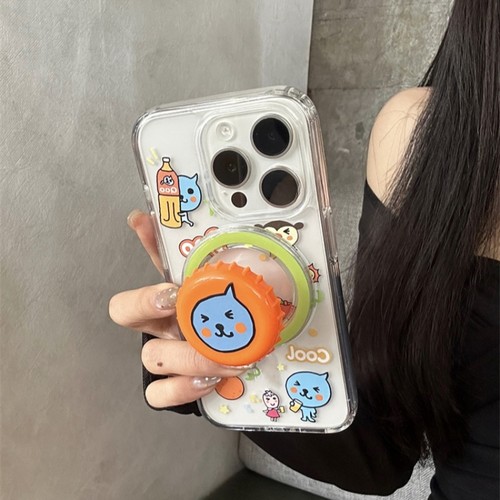 创意酷儿橙汁瓶盖磁吸支架适用A5/OPPO Reno15/14/13/12F手机壳Find X9软X8ultra/A72透明A6pro/A3/X7防摔A58