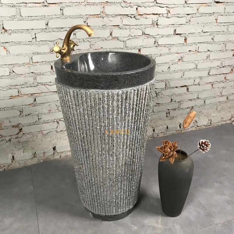 天然岩石整体立柱景观石盆
