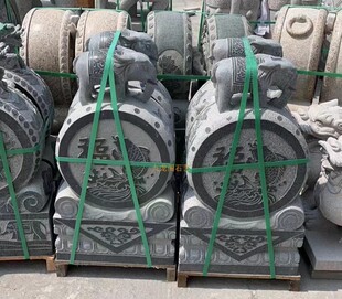 天然花岗岩浮雕传统石礅镇宅招财吉象门墩年年有余家居复古石门鼓