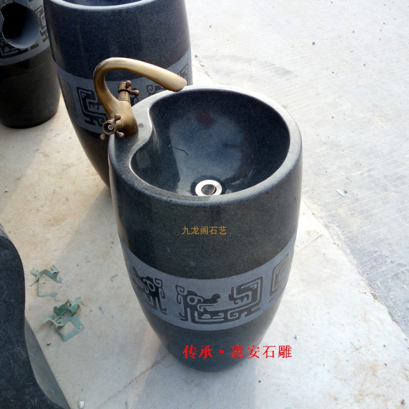 庭院阳台落地洗脸盆一体天然石盆