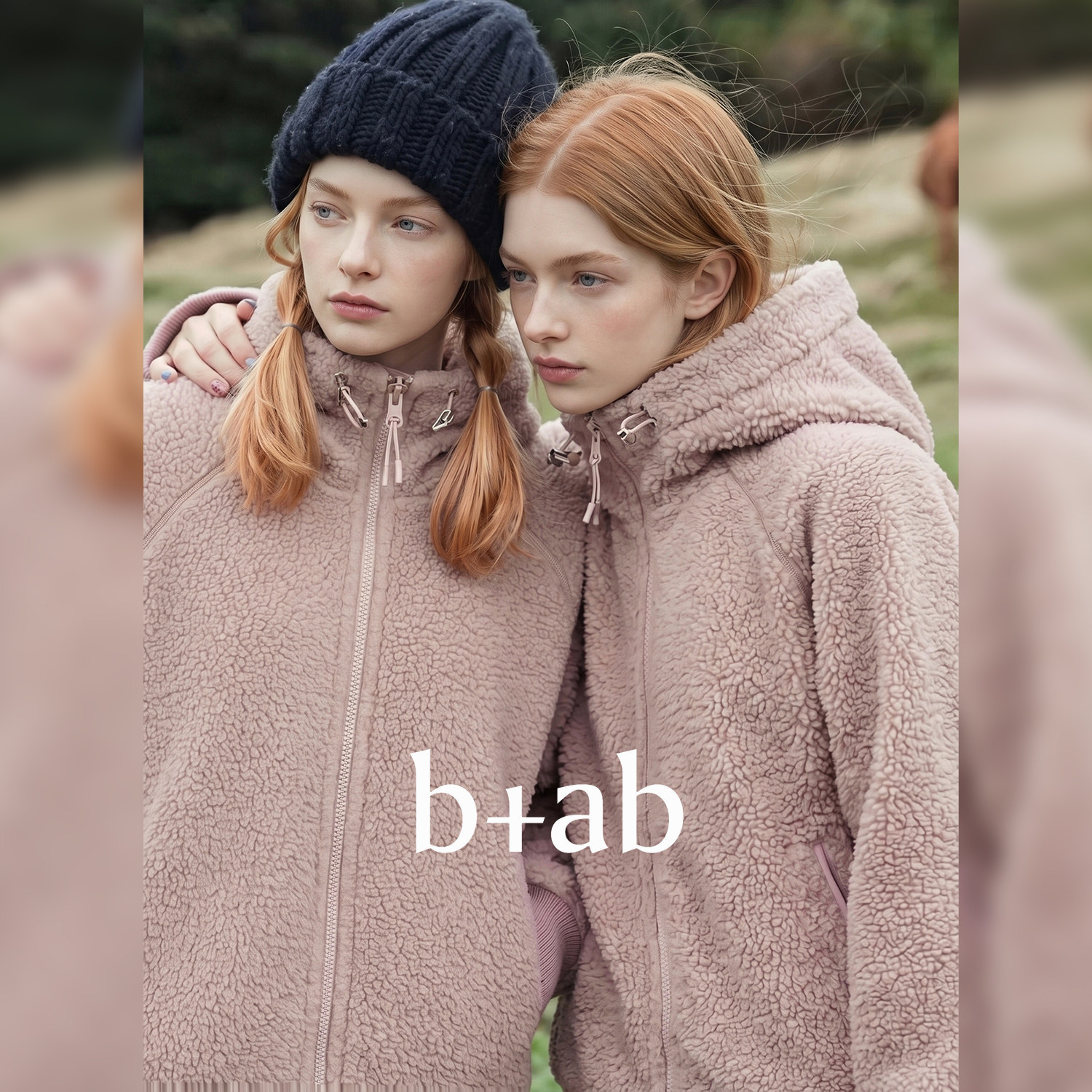 it b+ab 2026冬季新款粉红色外套女连帽拉链开衫宽松显瘦百搭上衣