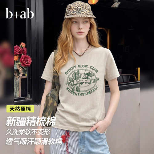 itb+ab复古印花T恤女夏季显瘦