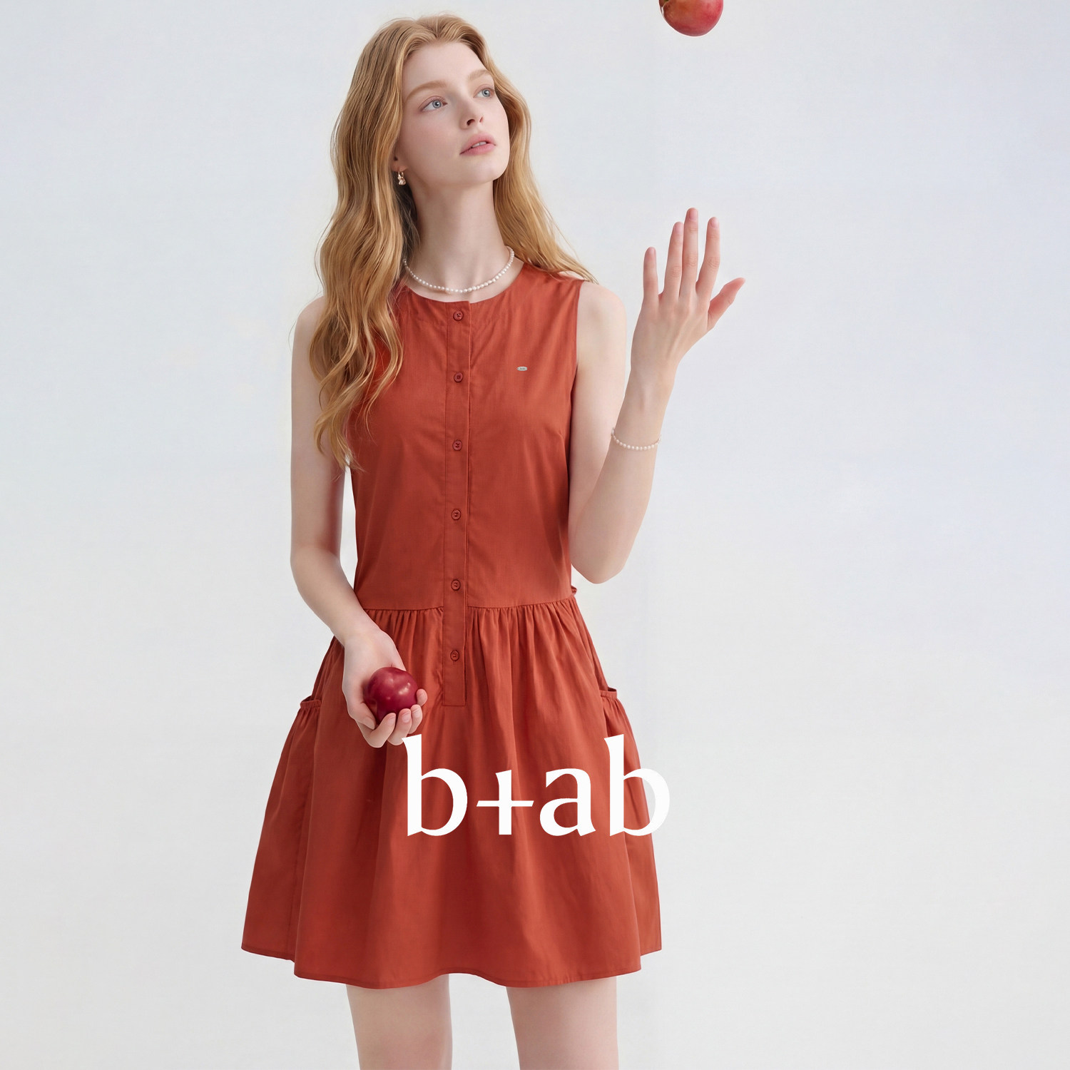 itb+ab法式红色无袖连衣裙女图片