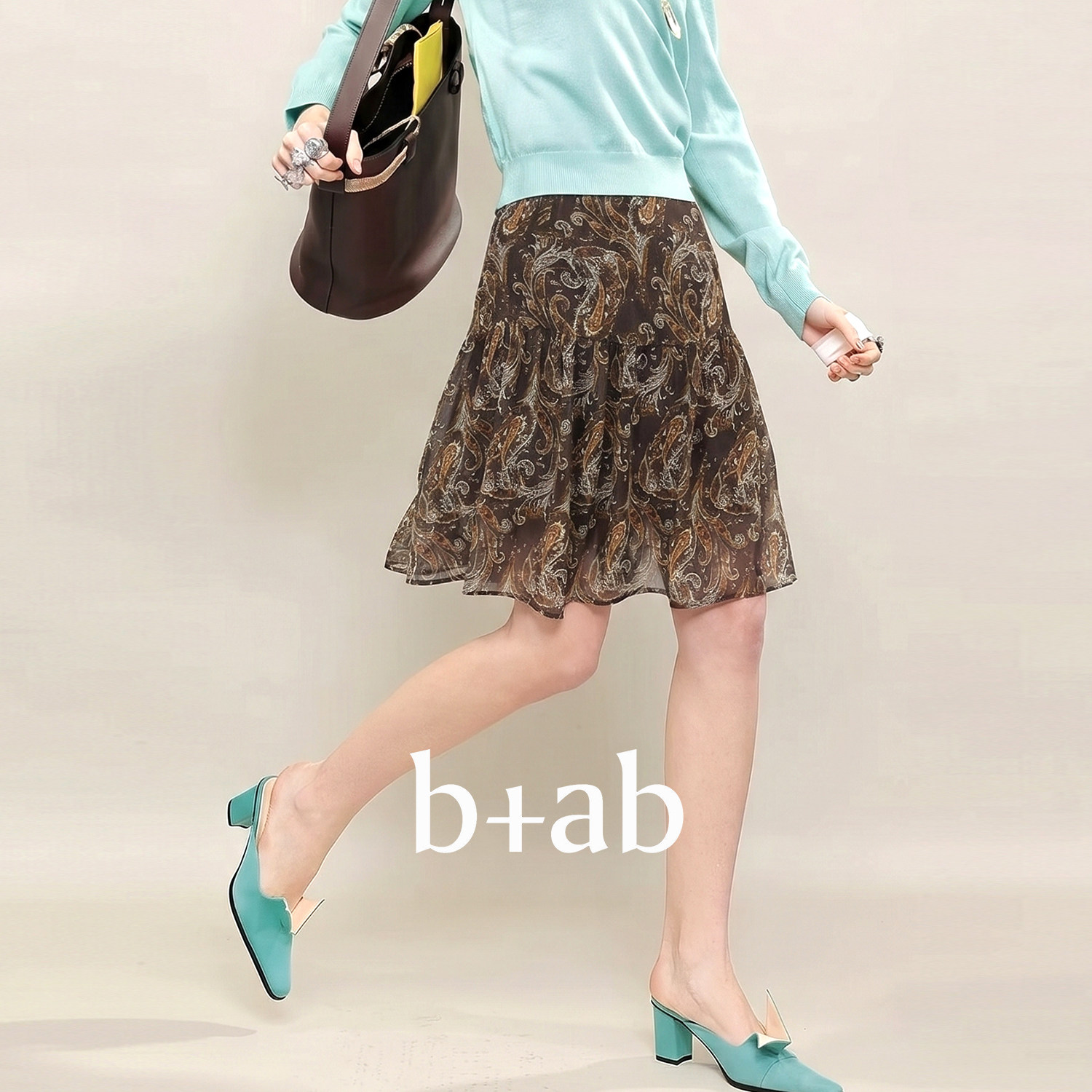 it b+ab韩系印花半身裙女短款夏季荷叶边显瘦百搭款A字短裙碎花