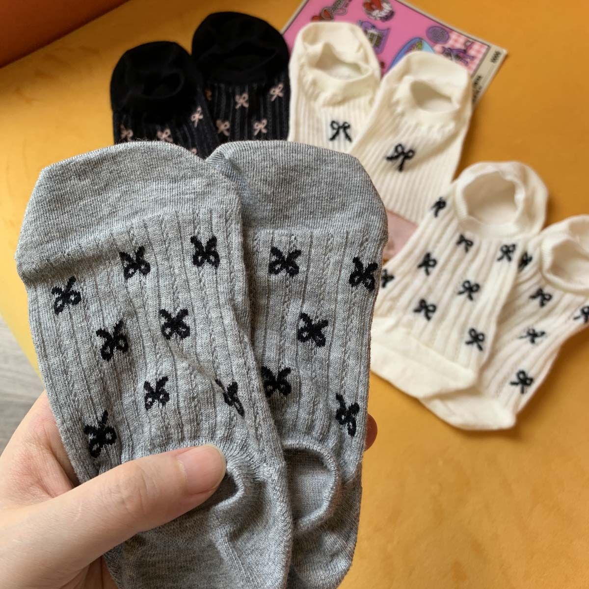 夏季薄棉新款ins潮蝴蝶结透气网眼防滑不掉跟浅口隐形船袜子女