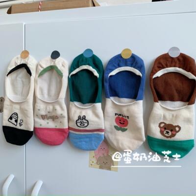 袜子女韩国新款拼色卡通薄棉袜