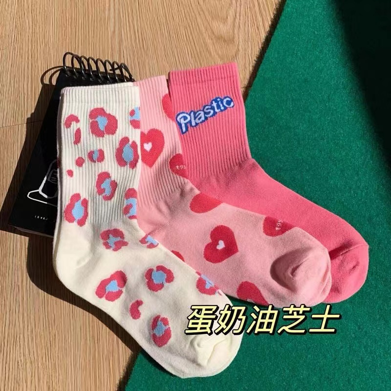 粉色系袜子女春秋款ins潮