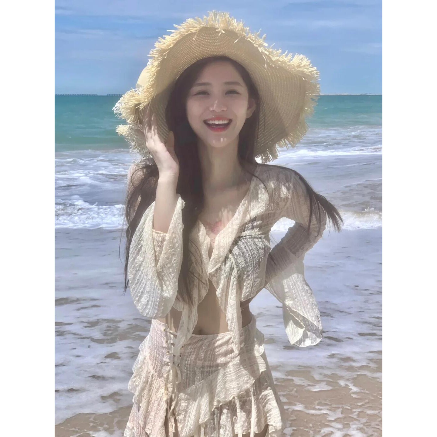 海边旅游防晒遮阳帽太阳帽大檐拉防晒帽