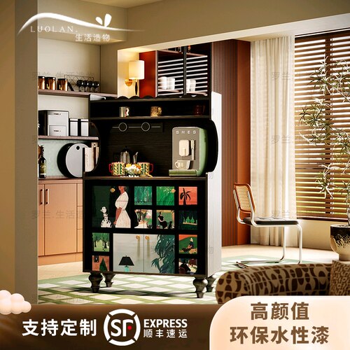 法式复古艺术实木餐边柜水吧收纳