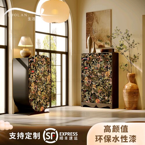 法式中古实木翻斗鞋柜玄关收纳