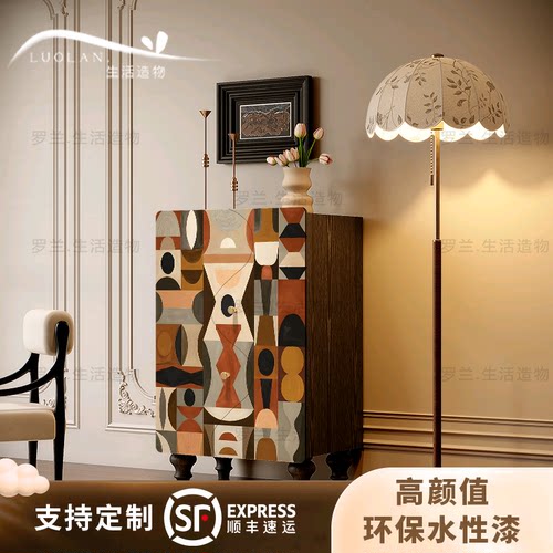 法式几何实木设计款收纳角柜