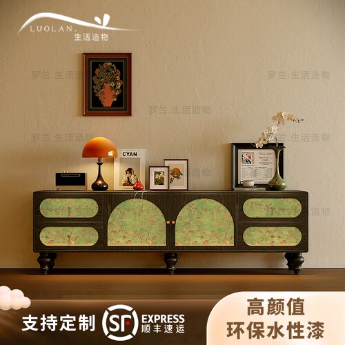 法式复古实木花鸟抽屉电视柜