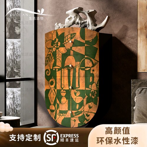 法式复古抽象实木四斗柜玄关收纳