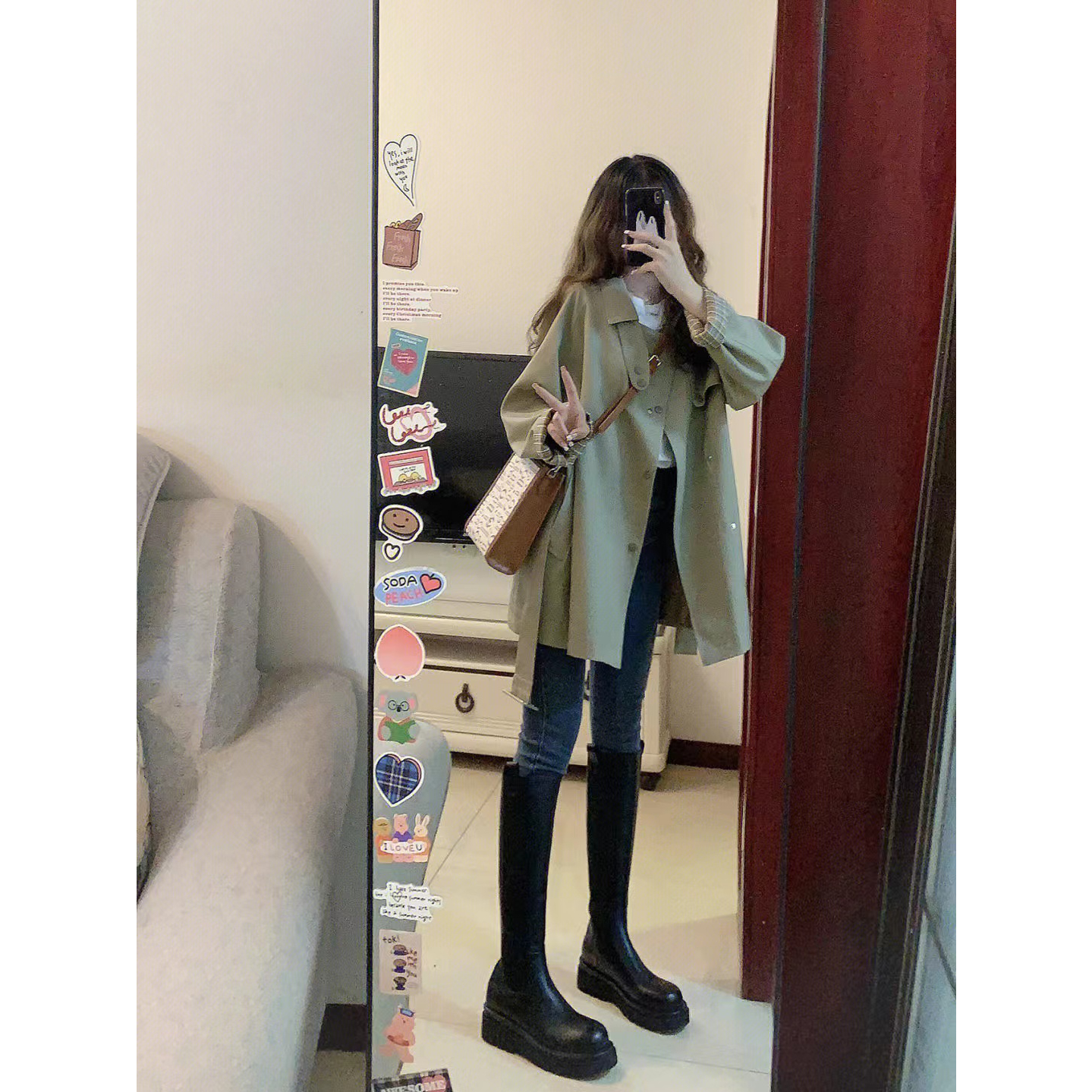 早春盐甜系穿搭炸街轻熟风女装港味高级感御姐冬装风衣两件套装裤