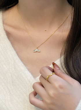 S925纯银美人鱼白贝母锁骨链小众气质高级感鱼尾项链女七夕送礼物