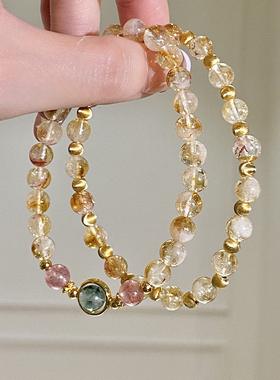 天然草莓晶手链女款单圈小众水晶手串饰品礼物送女友闺蜜生日礼物