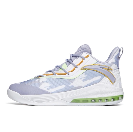 安踏 神盾2代 耐磨缓震 篮球鞋 杨絮紫/白色/姜黄 112211612-2