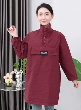 工装立领拉链大口袋罩衣防水防泼水高领男女同款围裙厨房定制logo