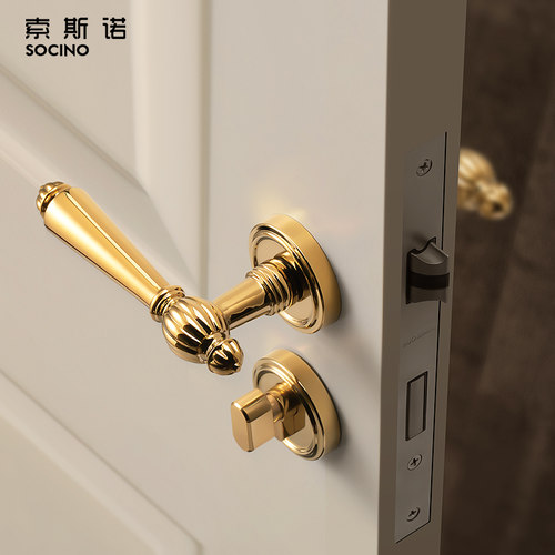 索斯诺北欧金色静音门锁