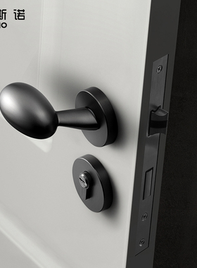 北欧门锁室内卧室静音分体锁黑钢拉丝门锁美式房门锁简约锁具套装