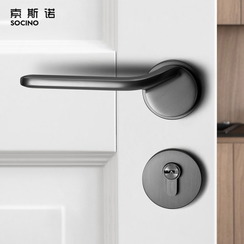 索斯诺门锁卧室静音北欧黑灰锁具