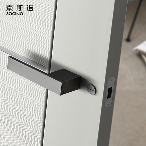 卧室门把手灰黑色磁吸静音分体锁