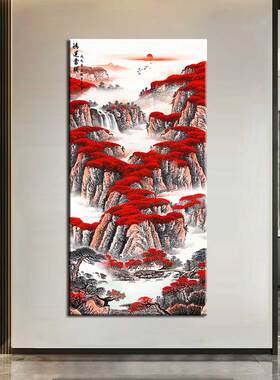 鸿运当头老板办公室挂画沙发背景墙山水画走廊装饰画办公室贴画