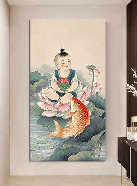 年画娃娃图多子多福宝宝挂画吉祥如意海报房间客厅卧室现代自贴画