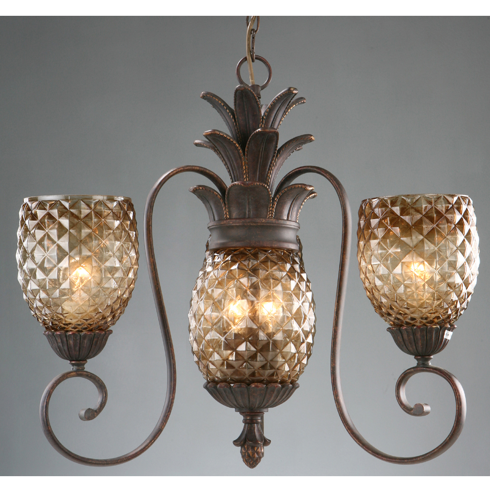 美式复古旧菠萝3头吊灯ED1053欧式田园餐厅卧室专柜正品特价清仓