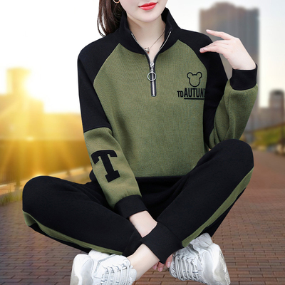 运动套装女春秋2025年新款冬季加绒加厚休闲服女士纯棉卫衣两件套