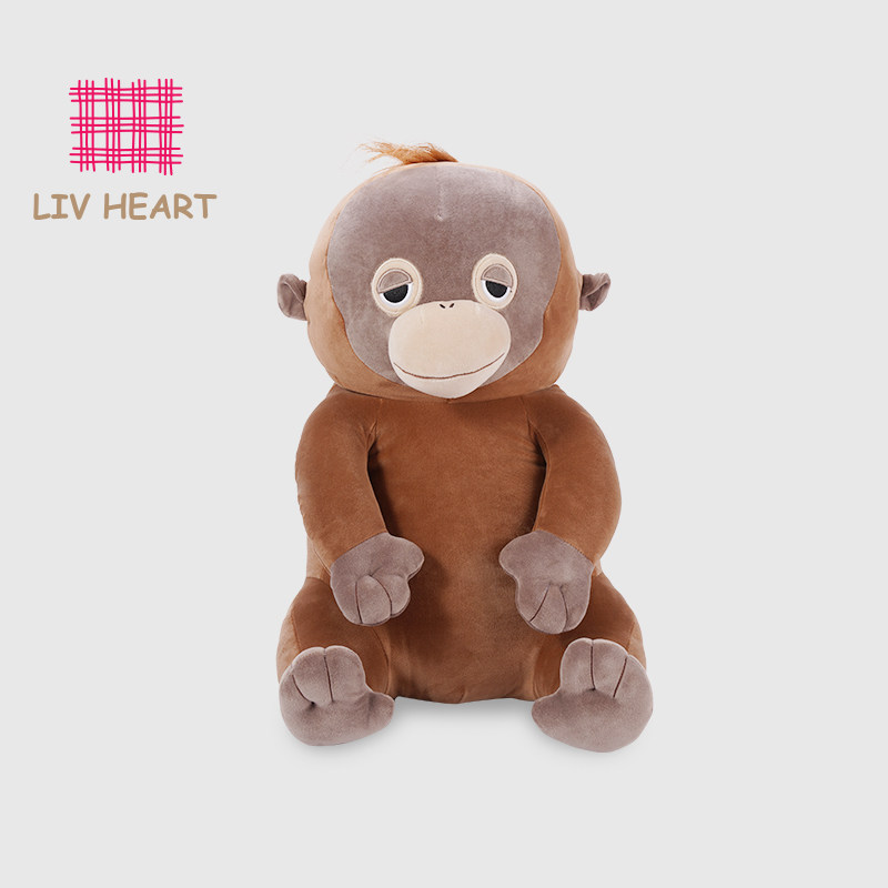 日本LIVHEART 呼噜学院 猴子抱枕玩偶睡觉猩猩毛绒玩具娃娃公仔