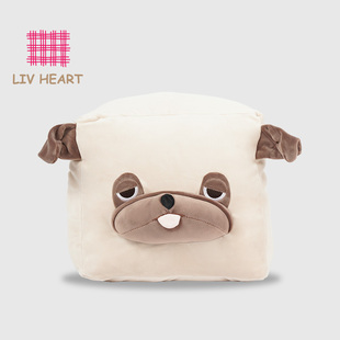 日本LIVHEART 呼噜学院 巴哥犬暖手抱枕狗狗毛绒玩具玩偶沙发靠枕