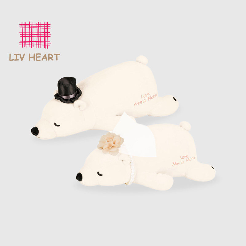 日本LIVHEART压床娃娃一对结婚毛绒公仔玩偶床头婚房婚车新婚礼物