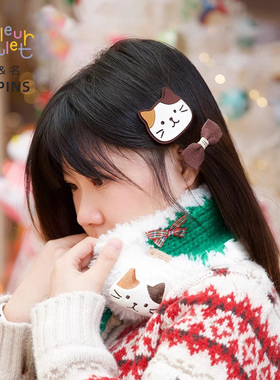 联名HAPiNS蝴蝶结猫咪发夹卡通少女心刘海夹发卡边夹发饰头饰卡子