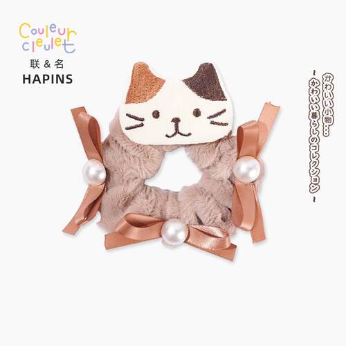 联名HAPiNS三花猫蝴蝶结发圈头绳发饰女简约高级感皮筋高弹力扎头