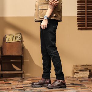秋冬新款美式高街水洗机车牛仔裤男修身高品质长裤D218-8367-P120图片