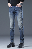 四季款水洗潮牌时尚压花设计修身小脚休闲牛仔裤男D218-6603-P85，男装牛仔裤，电商D218