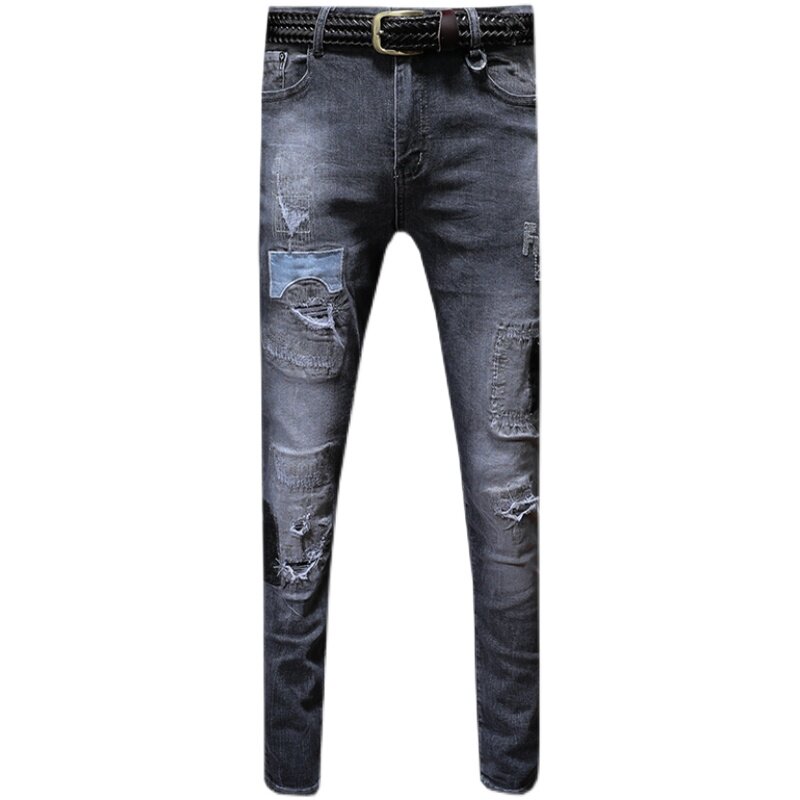 2021春夏新款潮牌刺绣弹力牛仔裤男微跨小脚裤QT5031-89027-P95,男装牛仔裤,电商D218