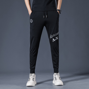 2021春夏新款刺绣印花弹力休闲裤男修身束脚裤QT5031-6003-P85图片